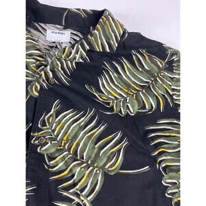 Old Navy‎ Men's XL Black Tropical Palm Leaf Print Short Sleeve Shirt